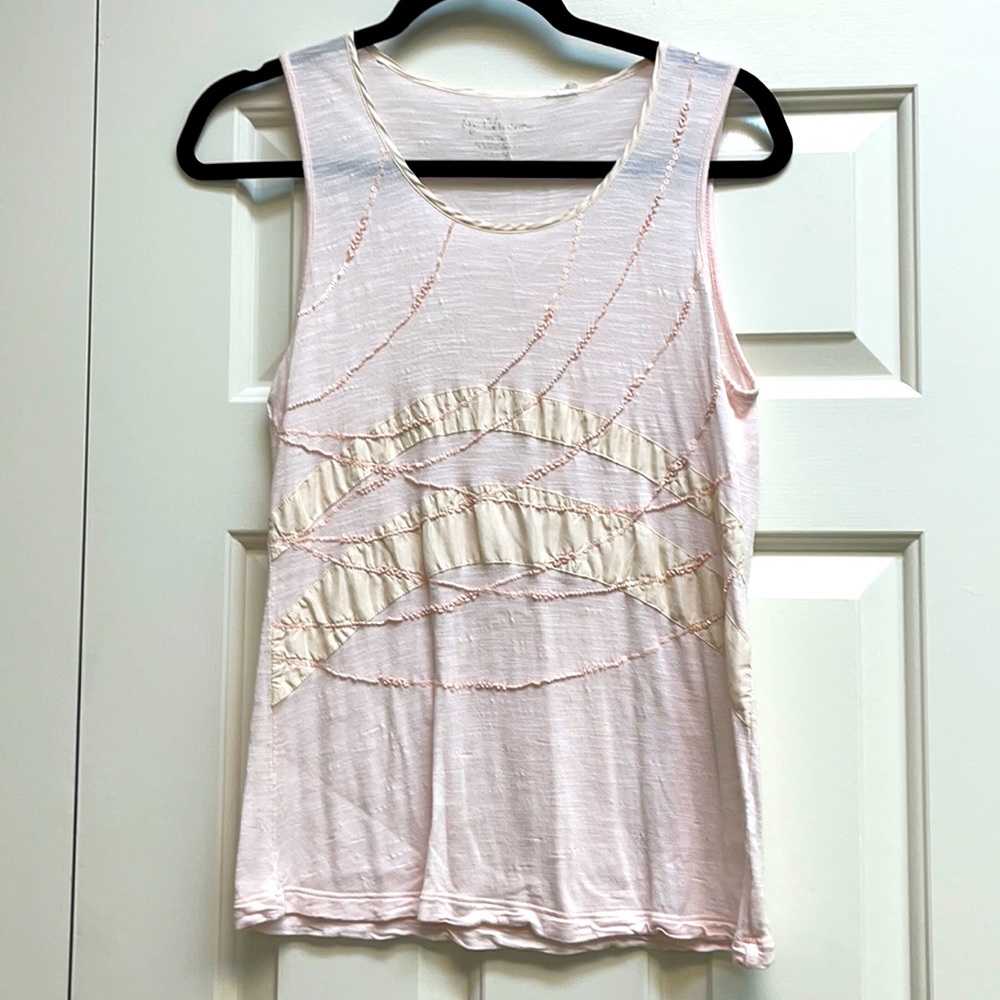 Chico’s pale pink tank top with beading. Size zero.